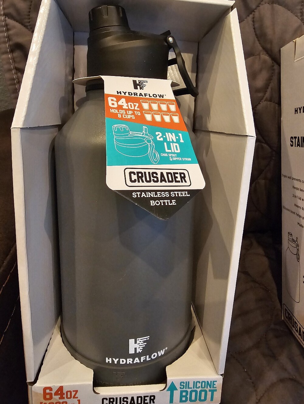 HydraFlow Crusader 64oz Stainless Steel Bottle - Gray